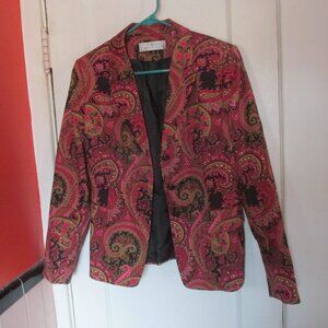 Tahari by ASL Red Paisley Blazer Jacket Size 10 Arthur S Levine